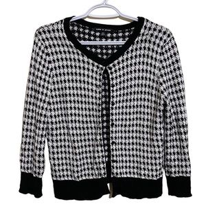 Cable & Gauge Houndstooth Cardigan Sweater Size M